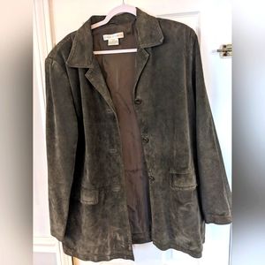 Jessica Holbrook size large olive leather jacket